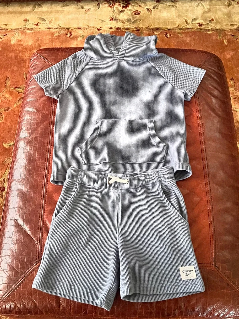 OshKosh B'gosh Dusty Blue Waffle-Knit Shorts
